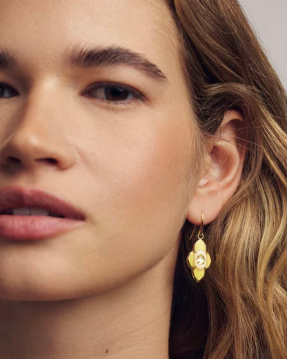 Abbie Medallion Gold Small Drop Earrings in Yellow Mix