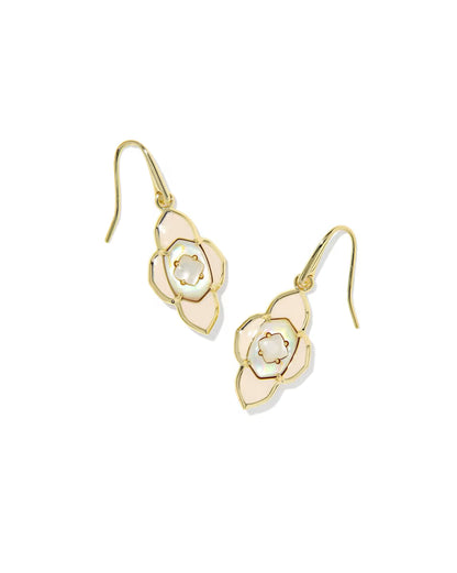 Abbie Medallion Gold Small Drop Earrings in Neutral Mix