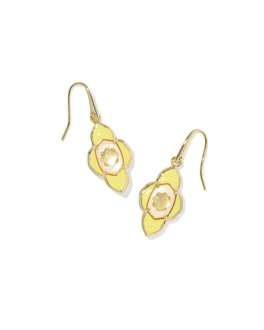 Abbie Medallion Gold Small Drop Earrings in Yellow Mix