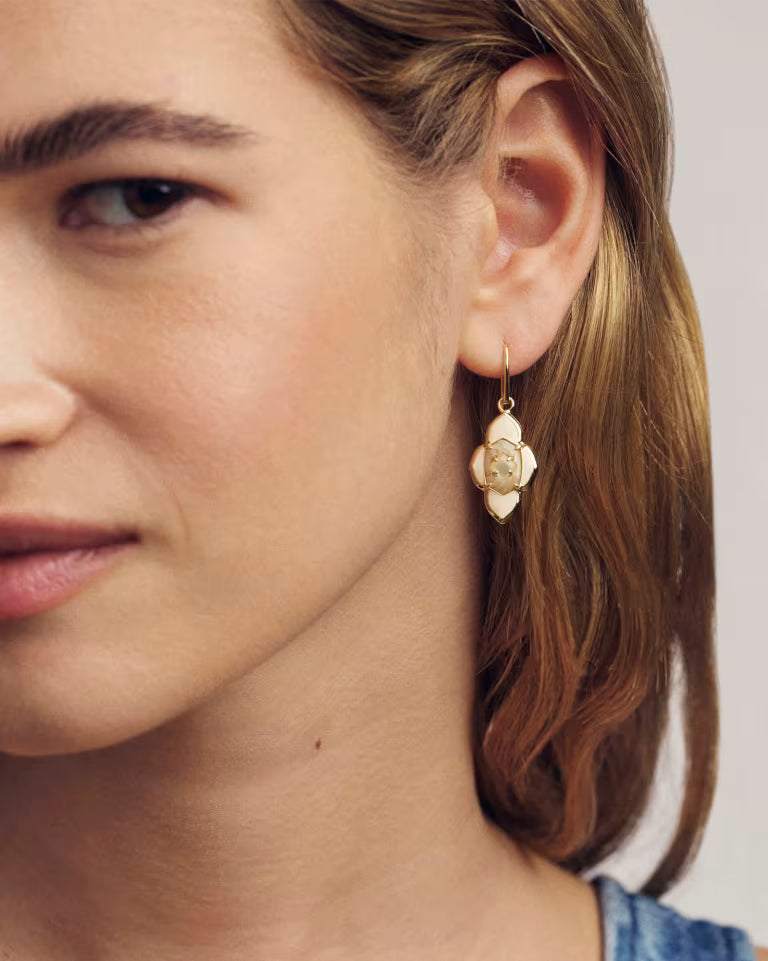 Abbie Medallion Gold Small Drop Earrings in Neutral Mix