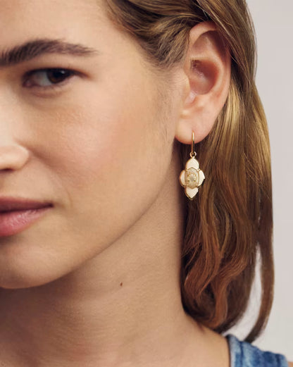 Abbie Medallion Gold Small Drop Earrings in Neutral Mix