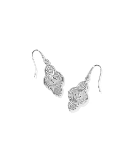 Abbie Medallion Silver Small Drop Earrings in White Mix