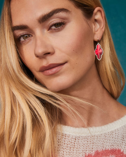 Abbie Pave Frame Gold Drop Earrings in Cranberry Illusion