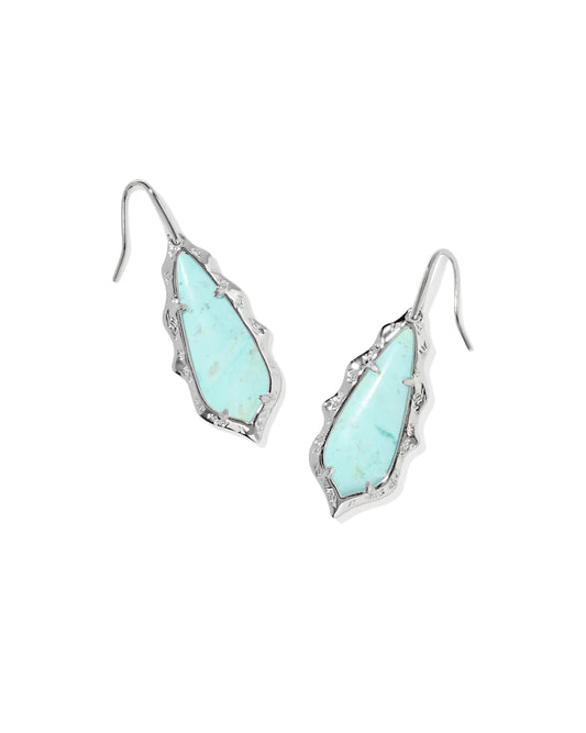 Adriana Scallop Frame Silver Drop Earrings in Sea Green Chrysocolla