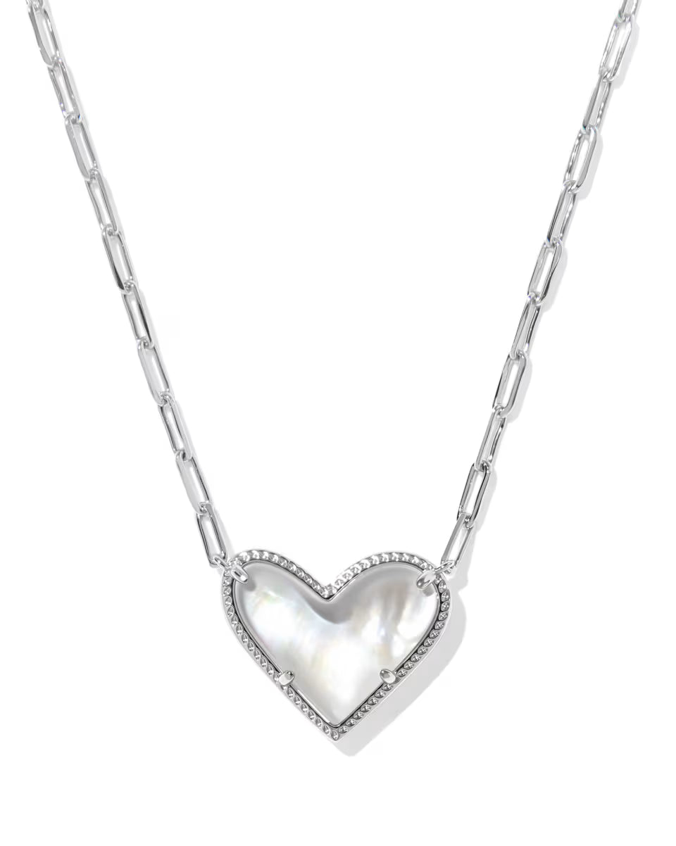 Ari Heart Statement Silver Short Pendant Necklace