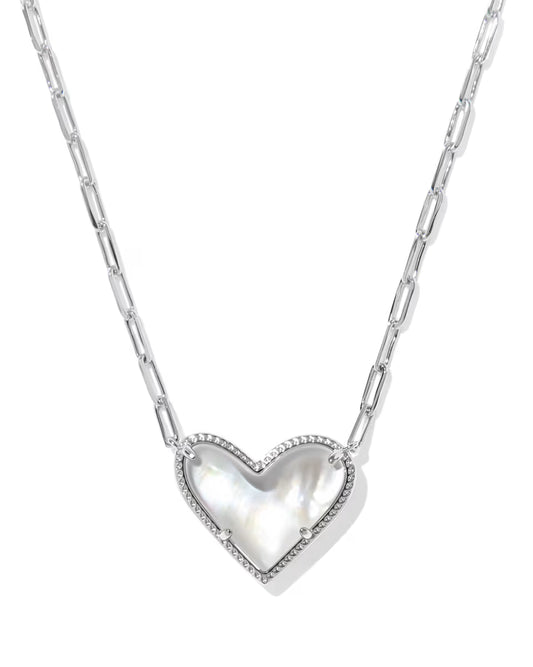 Ari Heart Statement Silver Short Pendant Necklace