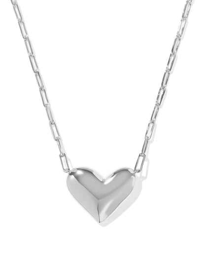 Ari Heart Statement Silver Short Pendant Necklace