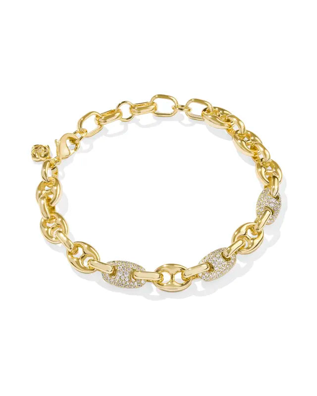 Bailey Gold Pave Chain Bracelet in White Crystal