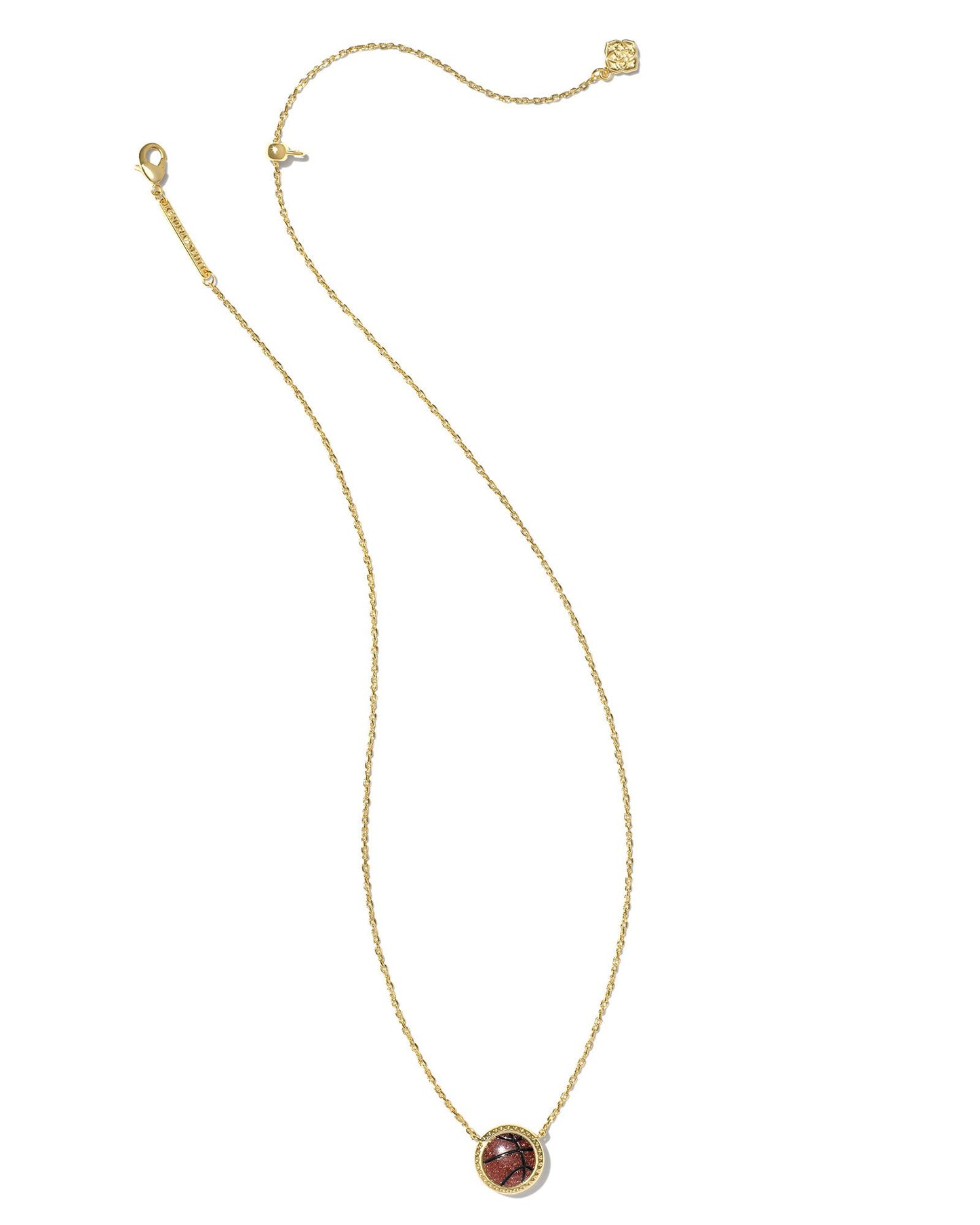 Basketball Gold Short Pendant Necklace in Orange Goldstone
