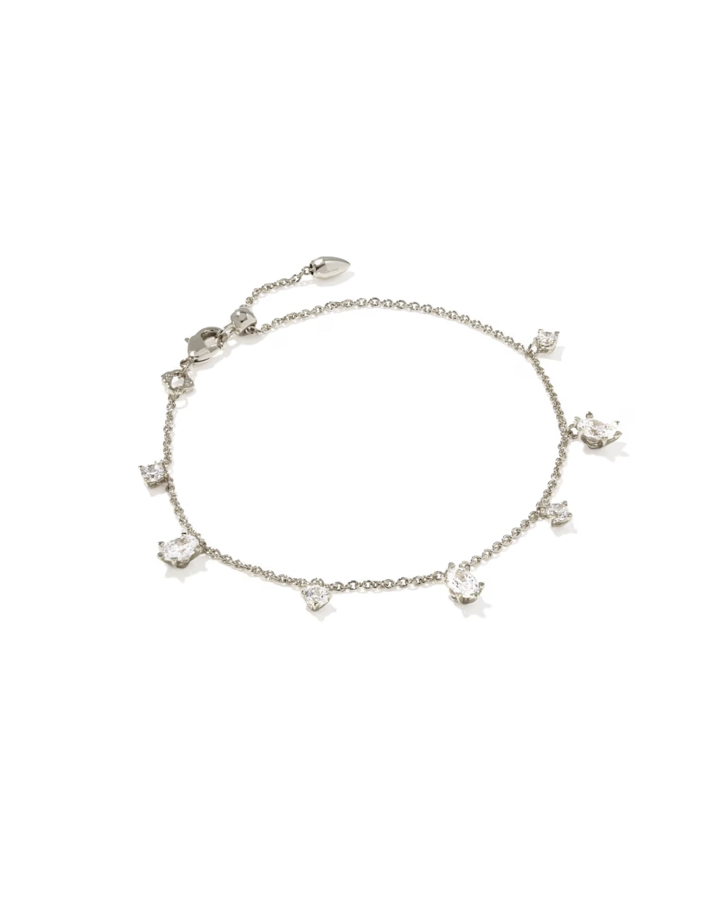Cailin Silver Delicate Chain Bracelet in White Crystal