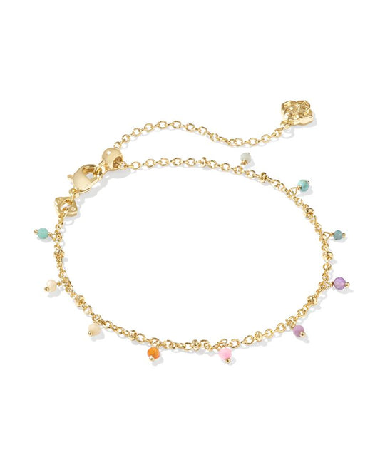 Camry Gold Beaded Delicate Chain Bracelet in Pastel Mix