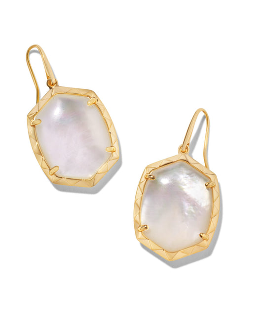 Daphne Gold Drop Earrings in Ivory Mother-of-Pearl