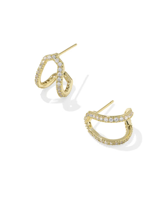Daphne Pave Gold Huggie Earrings