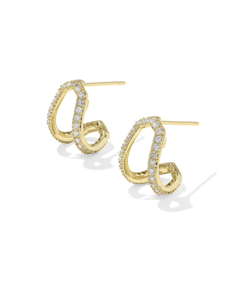 Daphne Pave Gold Huggie Earrings