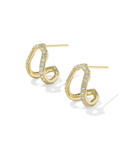 Daphne Pave Gold Huggie Earrings
