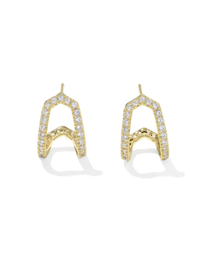 Daphne Pave Gold Huggie Earrings