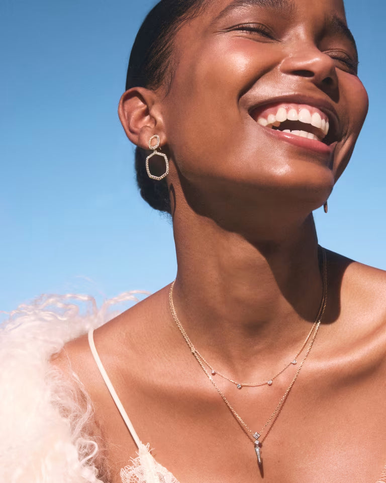 Daphne Pave Gold Open Frame Earrings