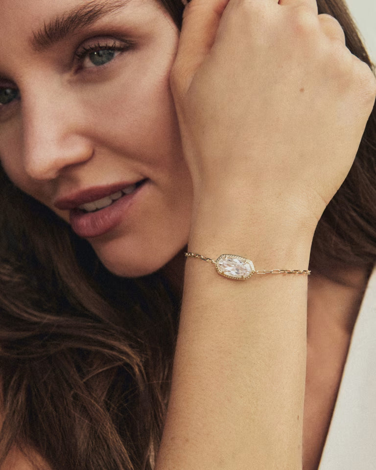 Elaina Luxe Gold Chain Bracelet in White Crystal