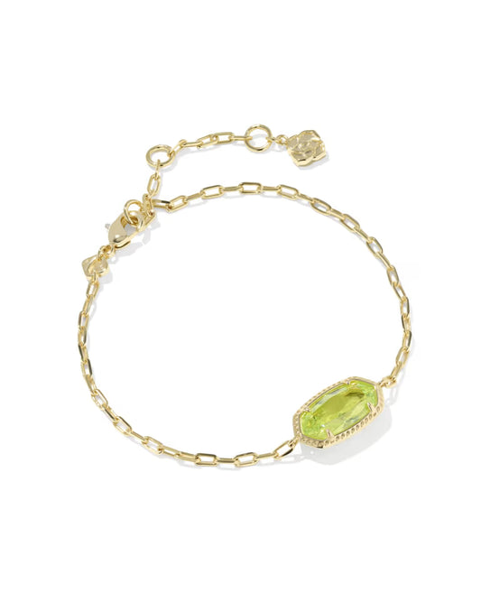 Elaina Luxe Gold Chain Bracelet in Light Green Crystal