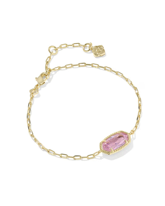 Elaina Luxe Gold Chain Bracelet in Light Pink Crystal