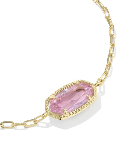 Elaina Luxe Gold Chain Bracelet in Light Pink Crystal