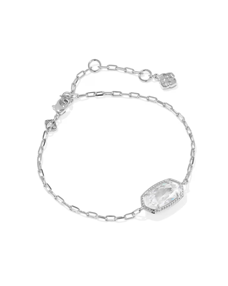 Elaina Luxe Silver Chain Bracelet in White Crystal