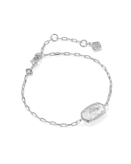 Elaina Luxe Silver Chain Bracelet in White Crystal