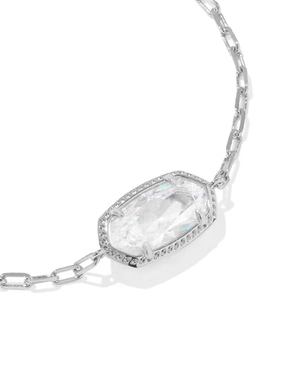 Elaina Luxe Silver Chain Bracelet in White Crystal