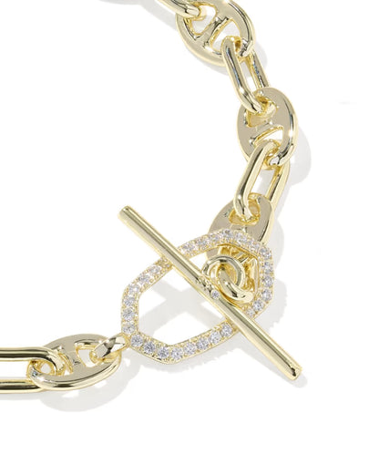 Elisa Toggle Gold Link and Chain Bracelet