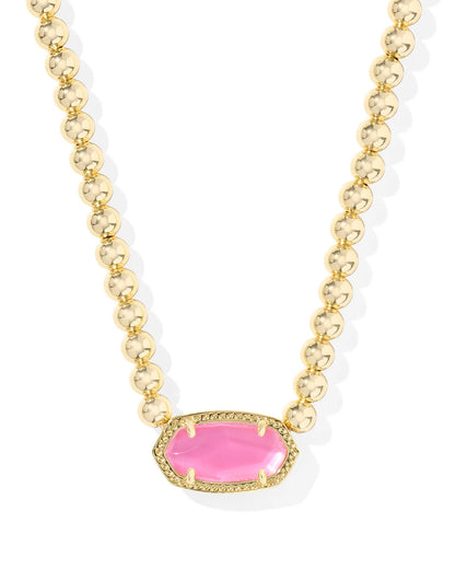 Elisa Gold Beaded Necklace in Azalea Illusion
