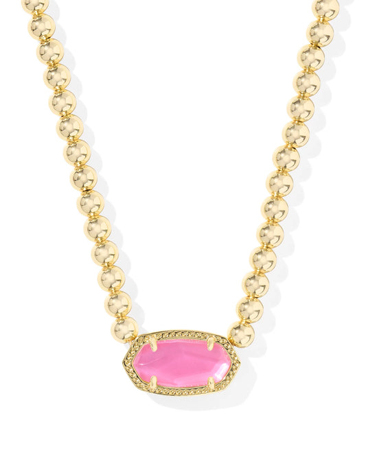 Elisa Gold Beaded Necklace in Azalea Illusion