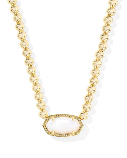 Elisa Gold Beaded Necklace in Ivory Mother-of-Pearl