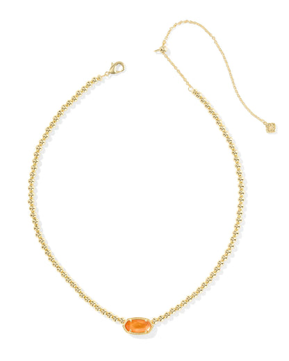 Elisa Gold Beaded Necklace in Papaya Mother-of-Pearl