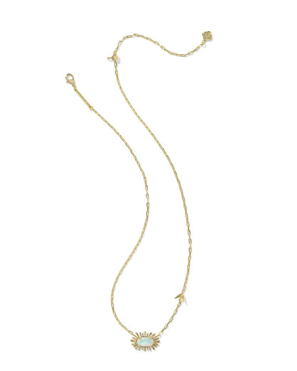 Elisa Bird Gold Short Pendant Necklace in White Opalescent Illusion