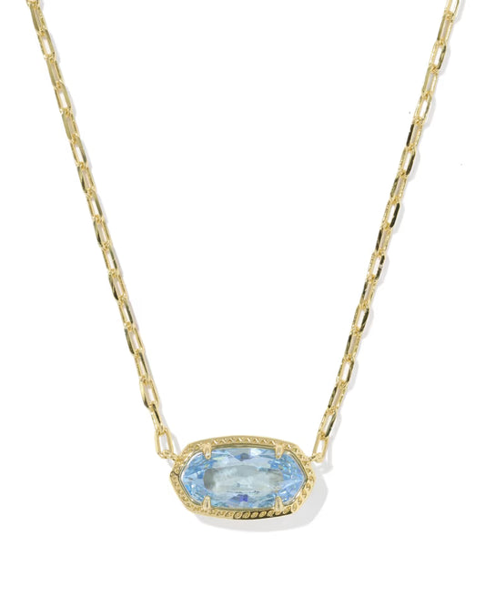 Elaina Luxe Gold Chain Necklace in Light Blue Crystal