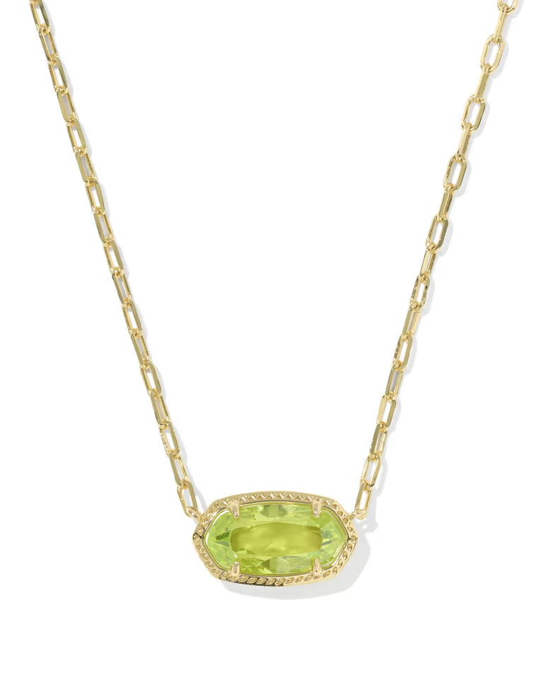 Elaina Luxe Gold Chain Necklace in Light Green Crystal