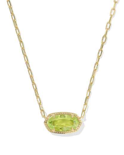 Elaina Luxe Gold Chain Necklace in Light Green Crystal