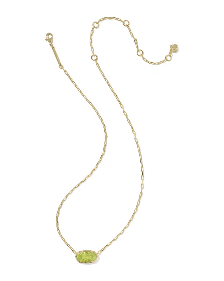 Elaina Luxe Gold Chain Necklace in Light Green Crystal