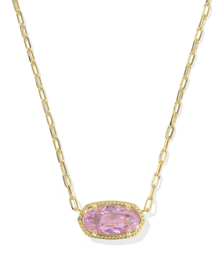 Elaina Luxe Gold Chain Necklace in Light Pink Crystal
