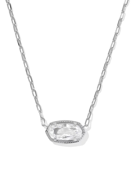 Elaina Luxe Silver Chain Necklace in White Crystal