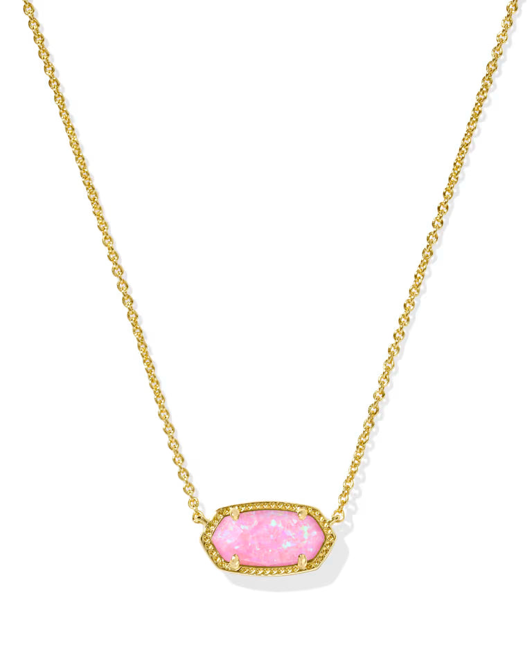 Elisa Gold Short Pendant Necklace in Blush Pink Opal