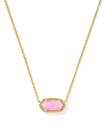 Elisa Gold Short Pendant Necklace in Blush Pink Opal