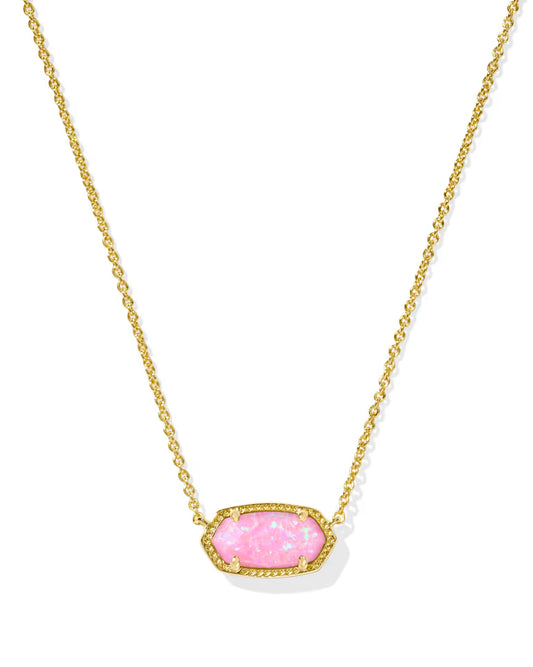Elisa Gold Short Pendant Necklace in Blush Pink Opal