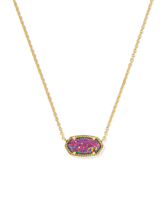Elisa Gold Pendant Necklace in  Dark Lavender Opal