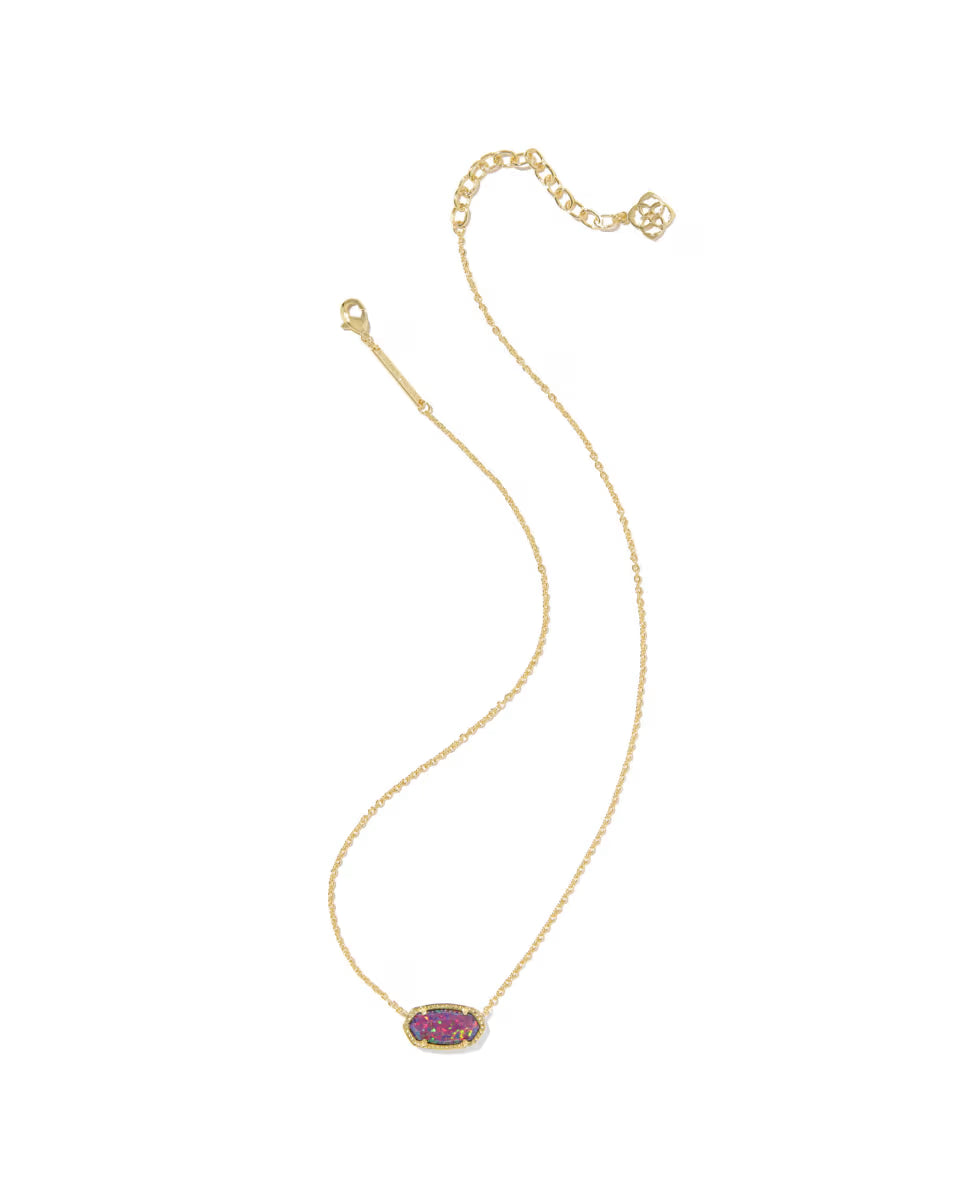 Elisa Gold Pendant Necklace in  Dark Lavender Opal