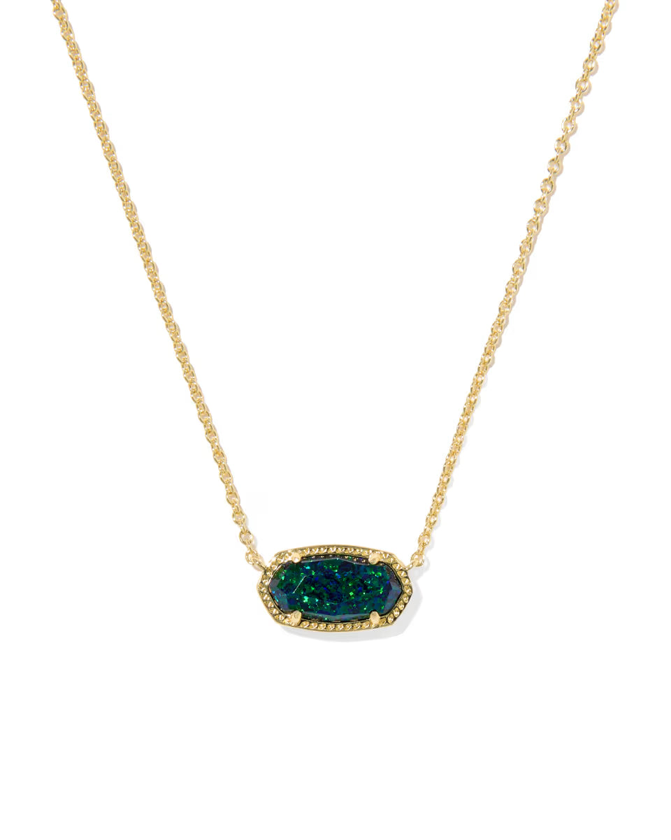Elisa Gold Pendant Necklace in Night Opal