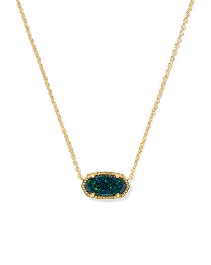 Elisa Gold Pendant Necklace in Night Opal