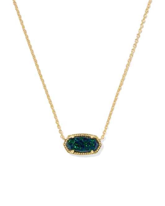 Elisa Gold Pendant Necklace in Night Opal