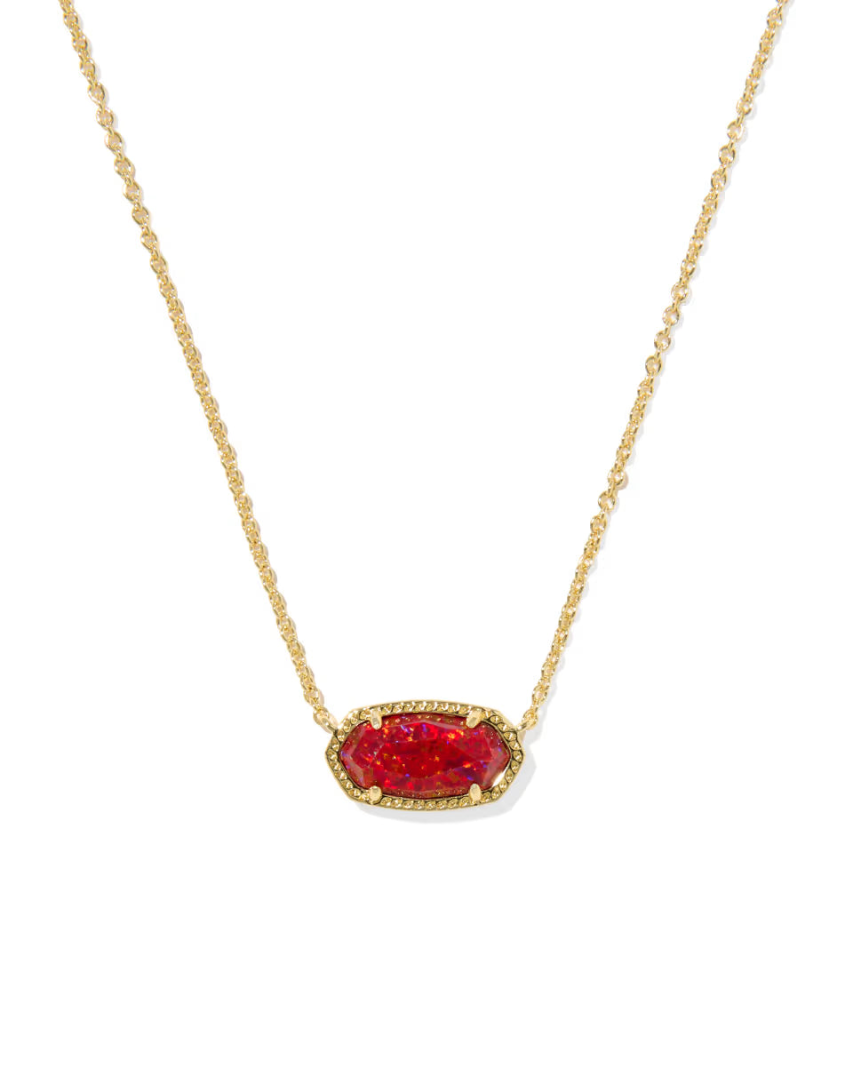 Elisa Gold Pendant Necklace in Red Opal