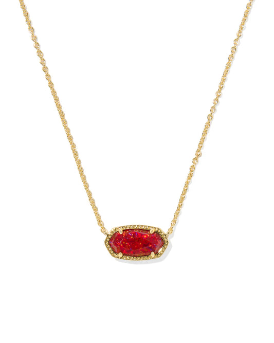 Elisa Gold Pendant Necklace in Red Opal